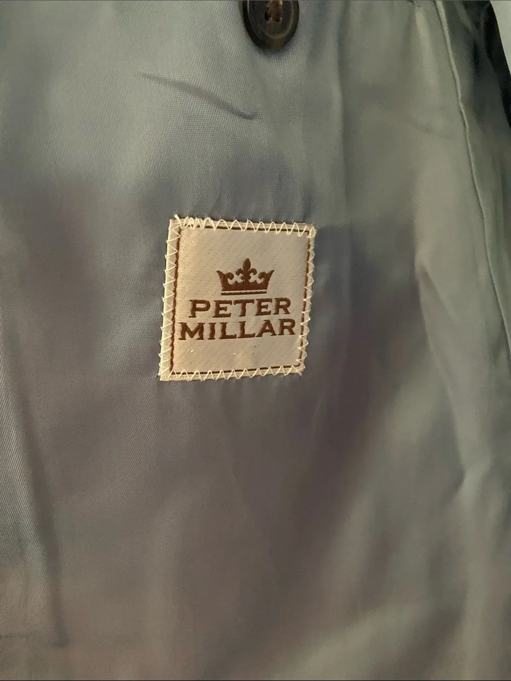 Peter Millar Sport Coat Blazer‎ 44R Navy Wool 2-Button Golf/FLy Fishing Patch